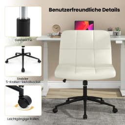 Office chair without armrests, desk chair with wide seat, computer chair with roller & rocking function, swivel chair