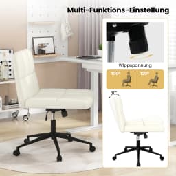 Office chair without armrests, desk chair with wide seat, computer chair with roller & rocking function, swivel chair