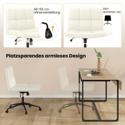 Office chair without armrests, desk chair with wide seat, computer chair with roller & rocking function, swivel chair