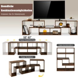 TV wardrobe Wood 3-Piece Free Combinable TV table for TVs up to 65 "Corner Shelf Extendable TV Lowboard TV wardrobe
