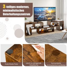TV wardrobe Wood 3-Piece Free Combinable TV table for TVs up to 65 "Corner Shelf Extendable TV Lowboard TV wardrobe