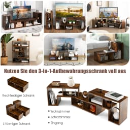 TV wardrobe Wood 3-Piece Free Combinable TV table for TVs up to 65 "Corner Shelf Extendable TV Lowboard TV wardrobe