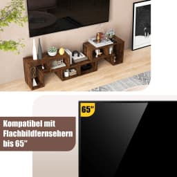 TV wardrobe Wood 3-Piece Free Combinable TV table for TVs up to 65 "Corner Shelf Extendable TV Lowboard TV wardrobe