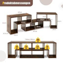 TV wardrobe Wood 3-Piece Free Combinable TV table for TVs up to 65 "Corner Shelf Extendable TV Lowboard TV wardrobe