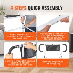 SucceBuy Bed Rails for Elderly Adults Foldable Bed Assist Rails for Seniors Loading Bed Side Rails Bed Cane w/ Adjustable Handle