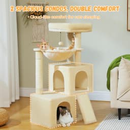 Large Cat Tree Multi-Level Cat Tower with 2 Spacious Condos for Indoor Cats Large Cat House with Comfy Hammock Padded Perch