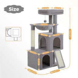 Large Cat Tree Multi-Level Cat Tower with 2 Spacious Condos for Indoor Cats Large Cat House with Comfy Hammock Padded Perch