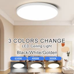 220V LED Ceiling Lights 3 Colors Change Bedroom Lamp Panel LED Indoor Lighting for Home Bathroom Dustproof LED Ceiling Lamp