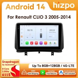 9" Hizpo 2Din Android Car Radio for Renault Clio 3 2005 - 2014 Snapdragon 6115 Headunit RDS DSP 4G Auto CarPlay GPS Navigation