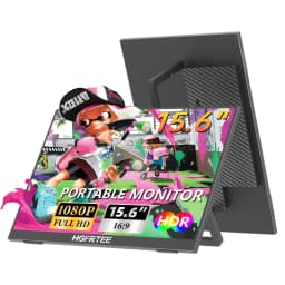 HGFRTEE 15.6 Inch 1080P Portable Gaming Monitor, 250cd/m2 Type-C/HDMI Expand Display with Stand for Laptop Phone Switch PS5 Xbox