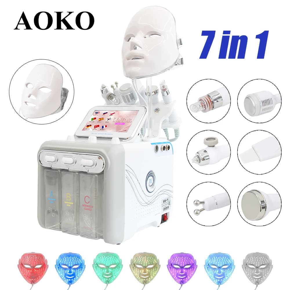 AOKO 6/7 In1 H2-O2 Hydro Dermabrasion Hydrogen dermabrasion Bio-lifting Spa Facial Ance Pore Cleaner Facial Bubble Machine