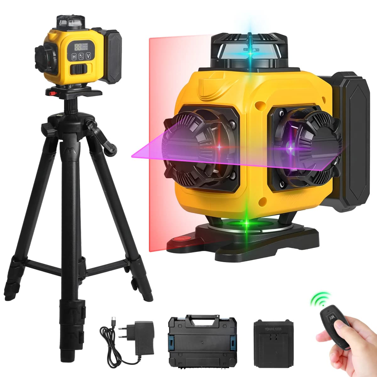 16 Lines 4D Laser Level Remote Control Green Red Purple Blue 4 Colors Beam 360° Horizontal & Vertical Powerful Lines Laser Leve