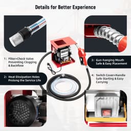 Diesel Transfer Pump 550W 60L/Min 2800RPM Self Priming Fuel Pump with Flow Meter Nozzle for Vehicle Workshop Farm Tractor Refueling