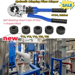 Manual Hydraulic Crimping Pliers Crimper 360° Rotating Head 5 Sets Of Dies V-shaped Mold