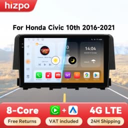 Hizpo Android 14 Car Intelligent Systems For Honda Civic 10th 2016 - 2018 Radio Carplay Multimedia GPS 2din 4G Navigation 8 Core