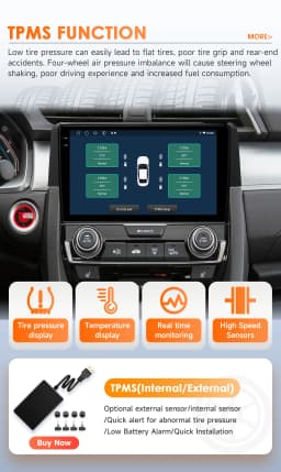 Hizpo Android 14 Car Intelligent Systems For Honda Civic 10th 2016 - 2018 Radio Carplay Multimedia GPS 2din 4G Navigation 8 Core