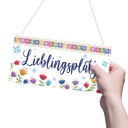 Putuo Decor German Wooden Sign, Lieblingsplate, Wood Hanging Plaque Wall Art Decor for Home Farmhouse Garden Backyard