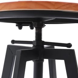 Set of 2 Bar Stools Kitchen Chairs Industrial Design Wood and Metal Adjustable Height: 64-84 Cm