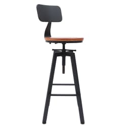 Set of 2 Bar Stools Kitchen Chairs Industrial Design Wood and Metal Adjustable Height: 64-84 Cm