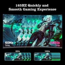 27-inch Curved Monitor 165Hz FHD 1080P VA Screen 1ms GTG Home Office Computer Gaming Monitor, FreeSync Technology, 100% SRGB, HD