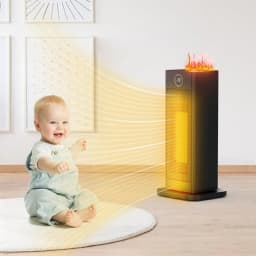 2000W/Ceramic Fan Heater Energy Saving with Humidifier LED Flame Light, Quiet, 2S Heats Up Quickly, 4 Mode