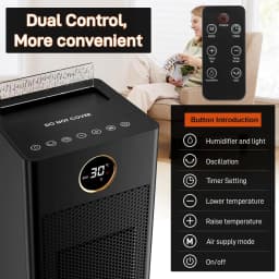2000W/Ceramic Fan Heater Energy Saving with Humidifier LED Flame Light, Quiet, 2S Heats Up Quickly, 4 Mode