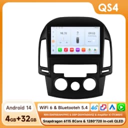 Hizpo 2Din 9inch Android14 Car Radio for Hyundai i30 AT MT 2006 - 2011 SWC BT 4G DSP RDS GPS Snapdragon 6115 Auto CarPlay