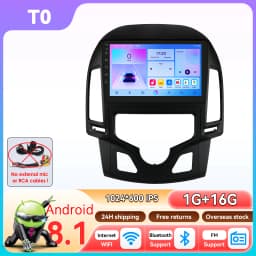 Hizpo 2Din 9inch Android14 Car Radio for Hyundai i30 AT MT 2006 - 2011 SWC BT 4G DSP RDS GPS Snapdragon 6115 Auto CarPlay
