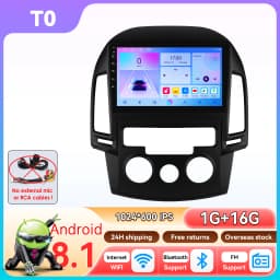 Hizpo 2Din 9inch Android14 Car Radio for Hyundai i30 AT MT 2006 - 2011 SWC BT 4G DSP RDS GPS Snapdragon 6115 Auto CarPlay