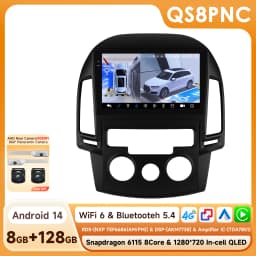 Hizpo 2Din 9inch Android14 Car Radio for Hyundai i30 AT MT 2006 - 2011 SWC BT 4G DSP RDS GPS Snapdragon 6115 Auto CarPlay