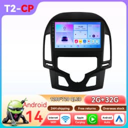 Hizpo 2Din 9inch Android14 Car Radio for Hyundai i30 AT MT 2006 - 2011 SWC BT 4G DSP RDS GPS Snapdragon 6115 Auto CarPlay