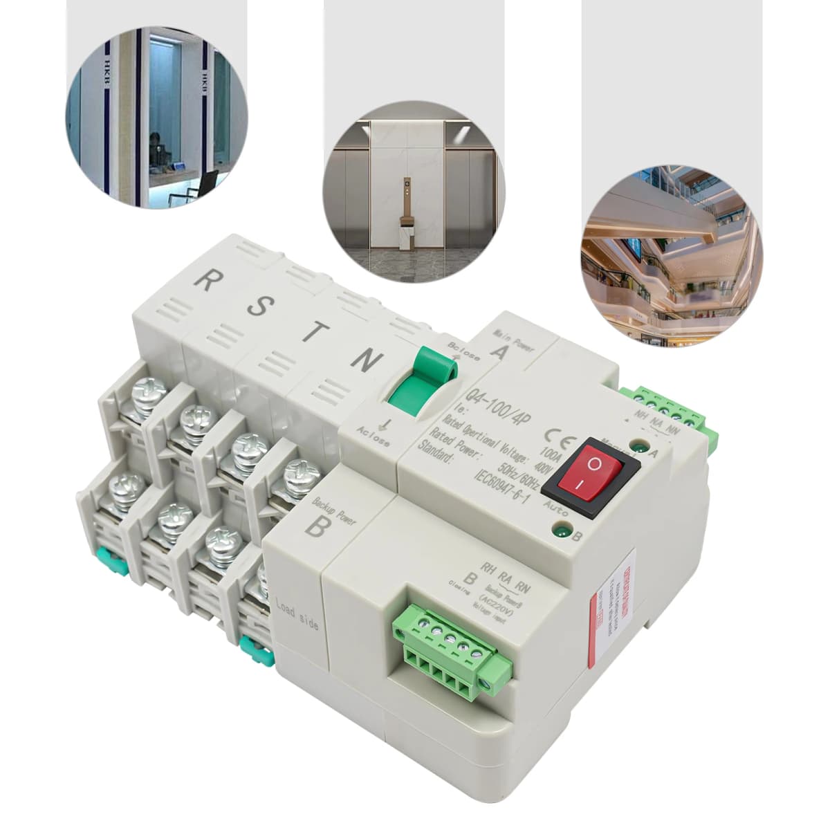 100A 4P Automatic Switch,Dual Power Mini Generator Automatic Transfer Switch Changeover Switch