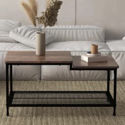 Vintage Industrial Coffee Table 2 Tier Center Table Simple Easy Assemble Living Room Table for Home Decor