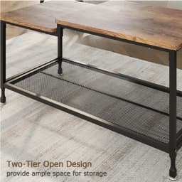 Vintage Industrial Coffee Table 2 Tier Center Table Simple Easy Assemble Living Room Table for Home Decor