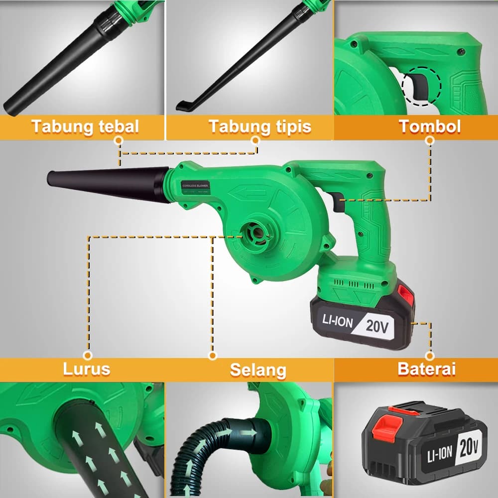 Tegatok Cordless Leaf Blower and Vacuum, 2 in 1 20V Cordless Leaf Blower with 4.0AH Battery, Fast Charger, 150CFM Lightweight M