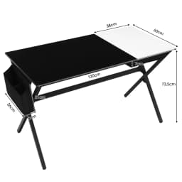 PC table Modern Wood Folding Tabletop Computer table Side bag & Metal Frame Desk