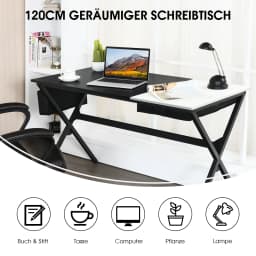 PC table Modern Wood Folding Tabletop Computer table Side bag & Metal Frame Desk