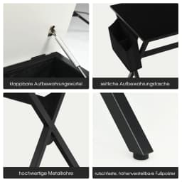 PC table Modern Wood Folding Tabletop Computer table Side bag & Metal Frame Desk