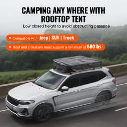 SucceBuy Rooftop Tent Hardshell Folding Tent with Telescopic Ladder Mattress PVC Cover Bag Waterproof for Jeep Van Pickup Truck