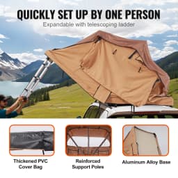 SucceBuy Rooftop Tent Hardshell Folding Tent with Telescopic Ladder Mattress PVC Cover Bag Waterproof for Jeep Van Pickup Truck