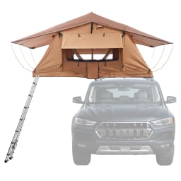 SucceBuy Rooftop Tent Hardshell Folding Tent with Telescopic Ladder Mattress PVC Cover Bag Waterproof for Jeep Van Pickup Truck