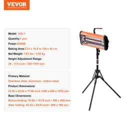 SucceBuy Infrared Curing Lamp, Handheld/Stand Dual Use, 2000W 0-90 min Timing Auto Heating Car Curing Light with Bracket