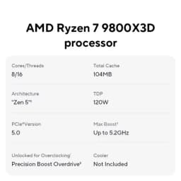 AMD Ryzen 7 9800X3D Processor 8-Core 16 Thread 104MB Game Cache Acceleration Frequency 9800X3D V-Cache Game Processor 5.2GHz CPU