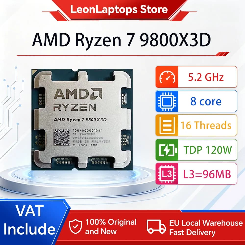 AMD Ryzen 7 9800X3D Processor 8-Core 16 Thread 104MB Game Cache Acceleration Frequency 9800X3D V-Cache Game Processor 5.2GHz CPU