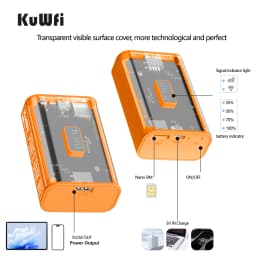 KuWFi 5200mAh 4G Mobile Router 150Mbps Potteble Travel Modem  2.4G Wireless Wi-Fi USB Output TypeC Charging Nano SIM Card Slot