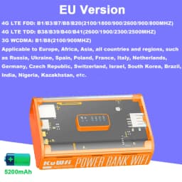 KuWFi 5200mAh 4G Mobile Router 150Mbps Potteble Travel Modem  2.4G Wireless Wi-Fi USB Output TypeC Charging Nano SIM Card Slot