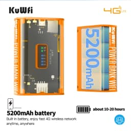 KuWFi 5200mAh 4G Mobile Router 150Mbps Potteble Travel Modem  2.4G Wireless Wi-Fi USB Output TypeC Charging Nano SIM Card Slot