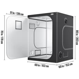SucceBuy Grow Tent High Reflective 2000D Mylar Hydroponic Growing Tent with Observation Window Tool Bag for Indoor Plant Growing