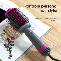Kinseibeauty Hair Dryer and Straightening Brush 2IN1 Ion Hair Straightener Hair Brush Electric Hot Air Brush Anti-ironing Blower