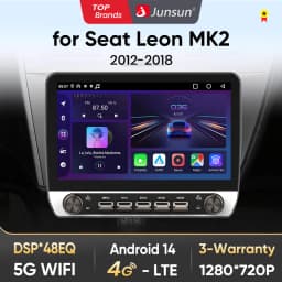 Junsun 10" Button Car Radio for Seat Leon MK2 2012-2018 GPS Multimedia Stereo FM RDS Wireless CarPlay for Apple Android Auto 4G